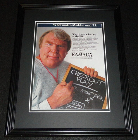 1987 Ramada Hotels John Madden Framed 11x14 ORIGINAL Advertisement