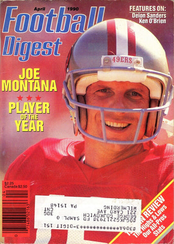 VINTAGE Apr 1990 Football Digest Magazine Joe Montana 49ers