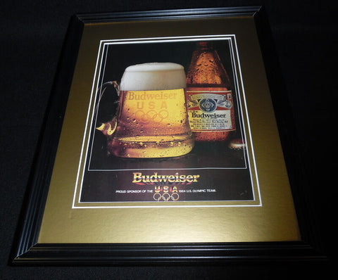 1984 Budweiser Beer US Olympics Framed 11x14 ORIGINAL Vintage Advertisement