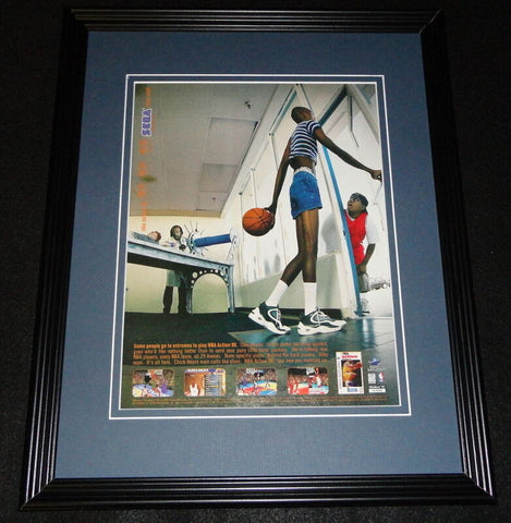 NBA Action 98 Sega Framed 11x14 ORIGINAL Vintage Advertisement