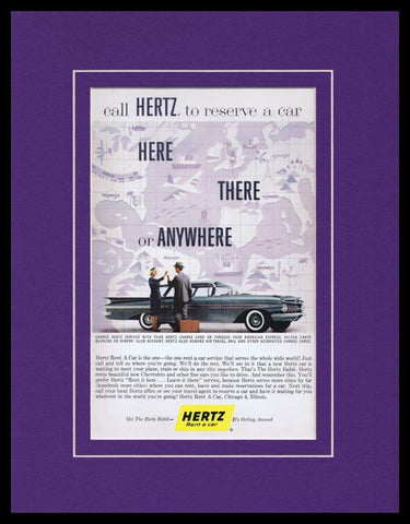 1955 Hertz Rent a Car / Chevy Framed 11x14 ORIGINAL Vintage Advertisement 