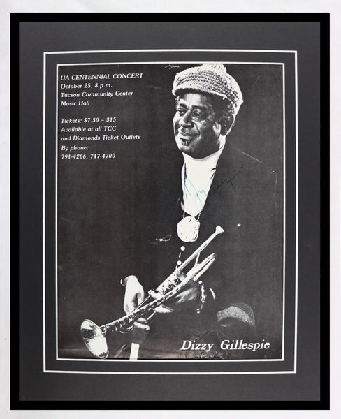 Dizzy Gillespie Signed Framed 11x14 Vintage 1976 Centennial Concert Poster