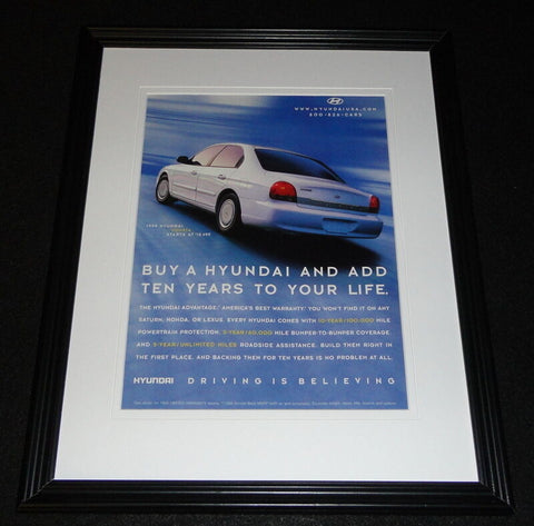 1999 Hyundai Sonata Framed 11x14 ORIGINAL Advertisement