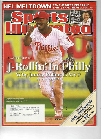 Oct 7 2008 Sports Illustrated Magazine Jimmy Rollins Phillies