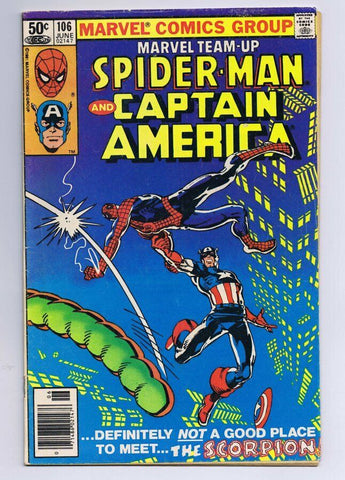 Marvel Team Up #106 ORIGINAL Vintage 1982 Spider-Man Captain America Scorpion