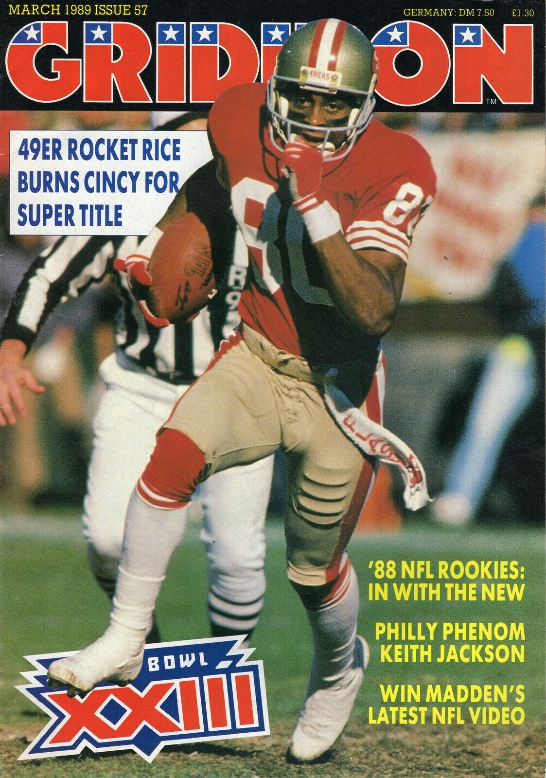  VINTAGE Mar 1989 NFL Gridiron Magazine Jerry Rice