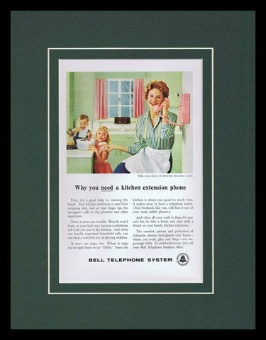 1959 Bell System Kitchen Telephone  Framed 11x14 ORIGINAL Vintage Advertisement