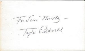 Taylor Caldwell Signed 3x5 Index Card author