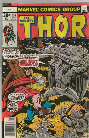 Thor #258 ORIGINAL Vintage 1977 Marvel Comics Grey Gargoyle Jack Kirby