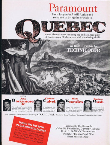 Quebec 1941 ORIGINAL Vintage 9x12 Industry Ad John Barrymore Corinne Calvet