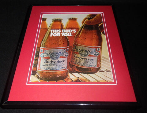 1984 Budweiser Beer This Bud's For You Framed 11x14 ORIGINAL Advertisement