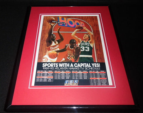 Michael Jordan Larry Bird 1989 NBA on TBS 11x14 Framed ORIGINAL Advertisement