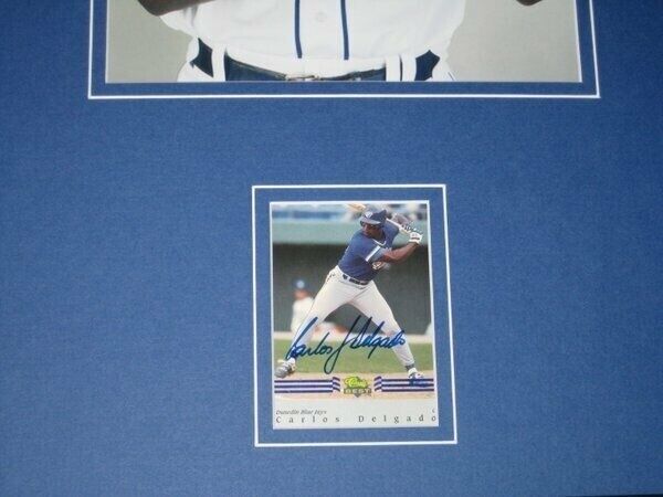 Carlos Delgado Signed Framed 11x17 Rookie Card & Photo Display Mets