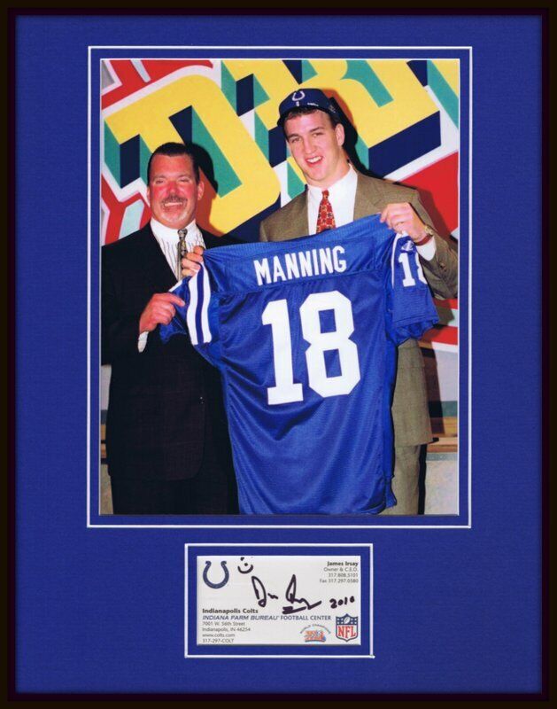 Jim Irsay Signed Framed 11x14 Business Card & Photo Display Colts w/ P Manning