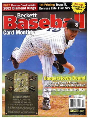 VINTAGE July 2002 Beckett Baseball Magazine Roger Clemens Yankees