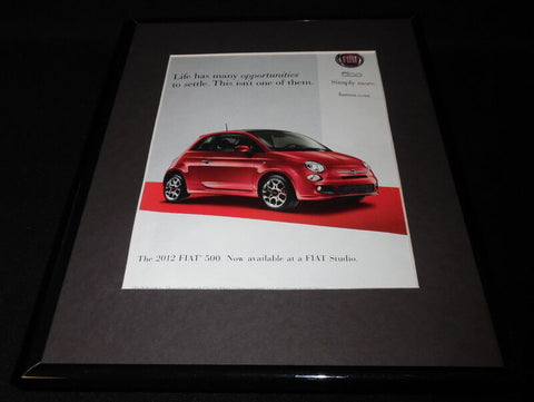 2012 Fiat 500 Framed 11x14 ORIGINAL Vintage Advertisement