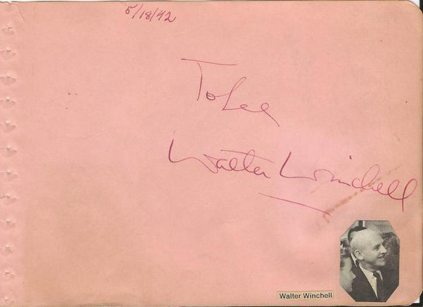 Walter Winchell & Oleg Cassini 1942 Dual Signed Vintage Album Page JSA