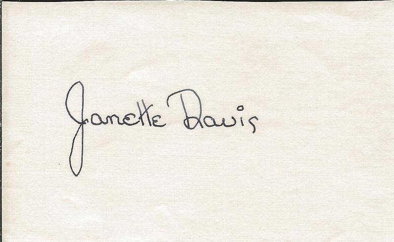 Janette Davis Signed Vintage Album Page JSA