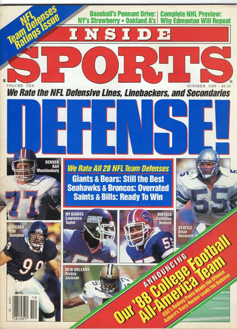 Inside Sports Magazine VINTAGE Oct 1988 Lawrence Taylor Brian Bosworth