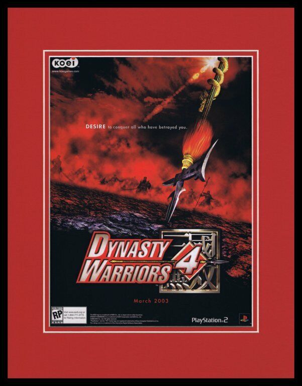 Dynasty Warriors 4 2003 Playstation 2 11x14 Framed ORIGINAL Advertisement 