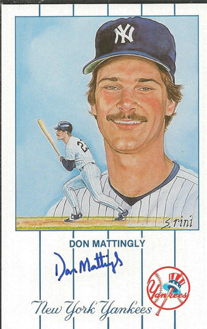 Don Mattingly Signed Susan Rini Postcard Yankees