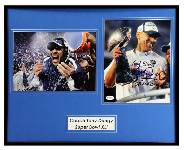 Coach Tony Dungy Signed Framed 16x20 Photo Set JSA Colts Super Bowl XLI