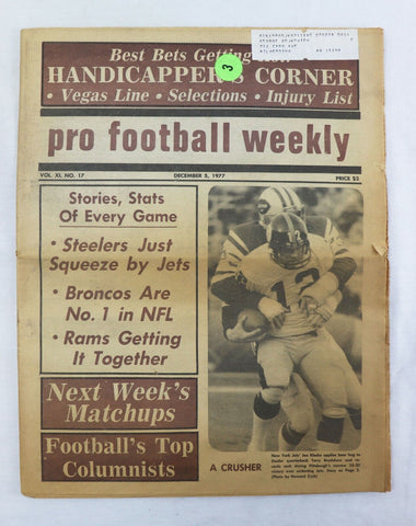 ORIGINAL Vintage Dec 5 1977 Pro Football Weekly Magazine Terry Bradshaw J Klecko