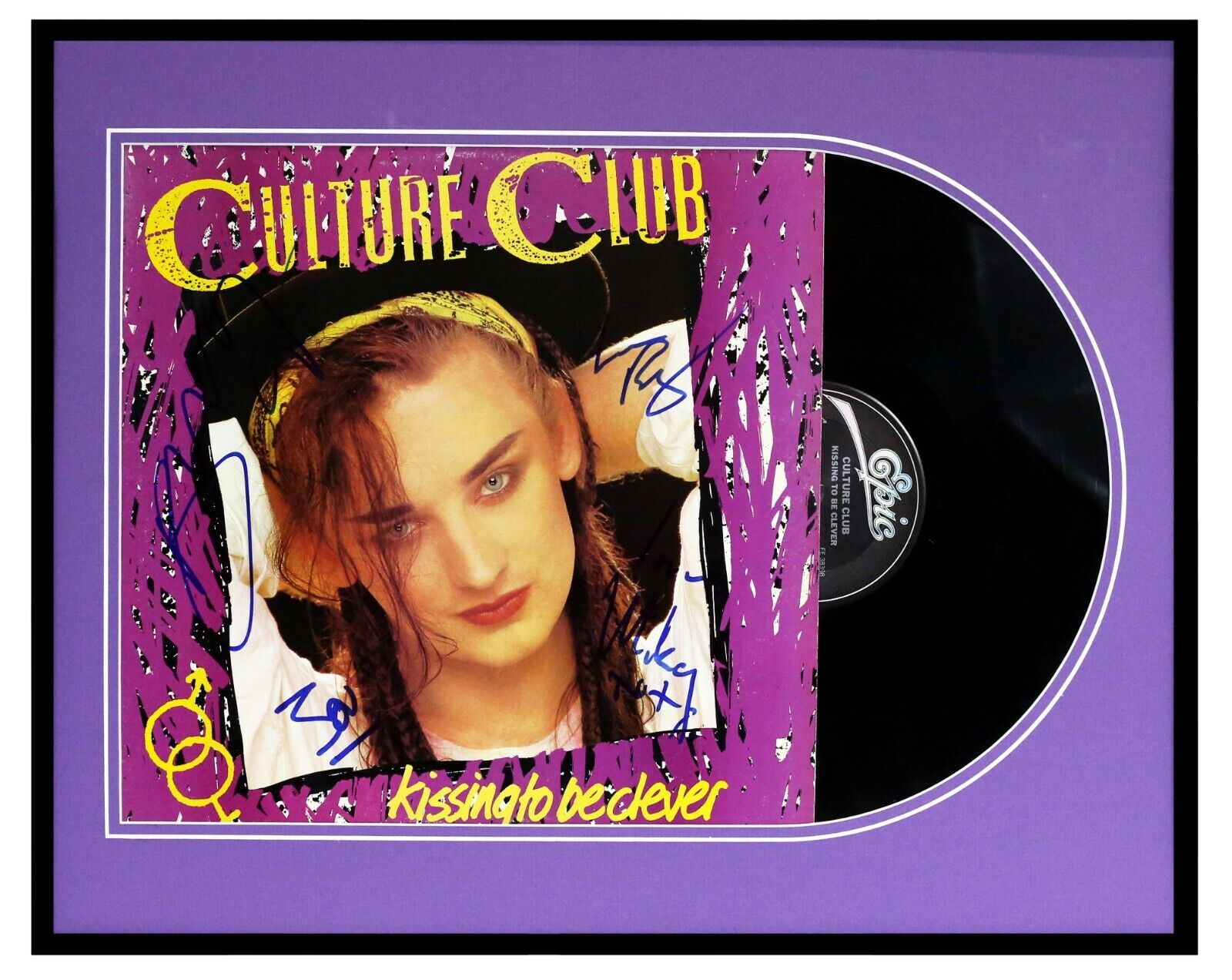 Culture Club Group Signed Framed 1982 Kissing to Be Clever Record Album Display