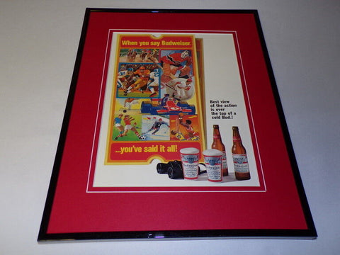 1974 Budweiser Beer / Sports Framed 11x14 ORIGINAL Advertisement