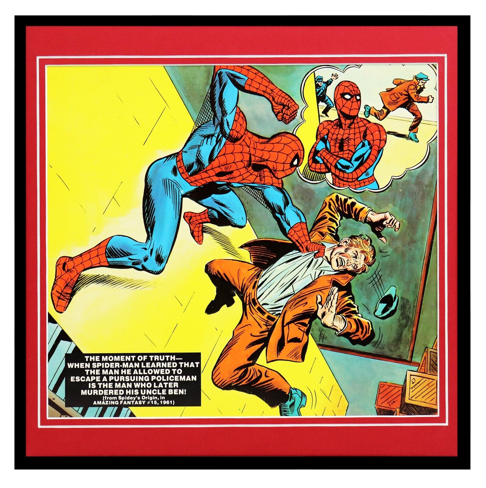 VINTAGE 1977 Marvel Spider-Man Amazing Fantasy Framed 12x12 Poster Display