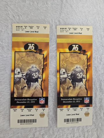 2007 Pittsburgh Steelers Ticket 75th Anniversary Immaculate Reception