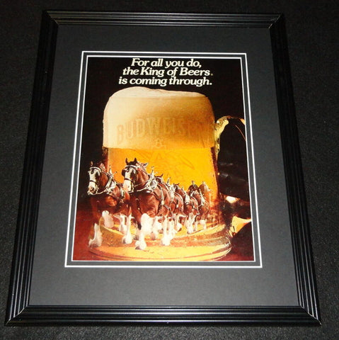 1979 Budweiser Beer King of Beers Framed 11x14 ORIGINAL Vintage Advertisement