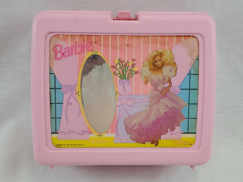 VINTAGE 1990 Barbie Doll Mirror Lunch Box Plastic / No Thermos