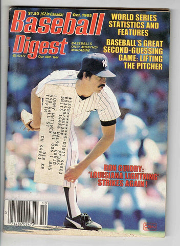 Oct 1985 Baseball Digest Magazine Ron Guidry Yankees