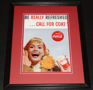 1960s Coca Cola Be Really Refreshed Framed 11x14 Poster Display Official Repro