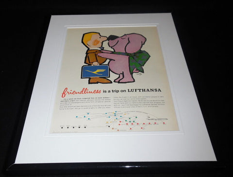 1964 Lufthansa German Airlines Framed 11x14 ORIGINAL Vintage Advertisement