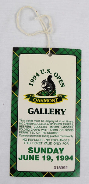 VINTAGE 1994 US Open Oakmont Gallery Ticket Last Arnold Palmer , Ernie Els Win