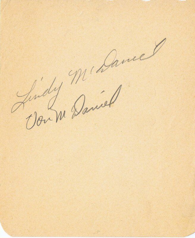 Lindy & Von McDaniel Dual Signed Vintage Album Page JSA