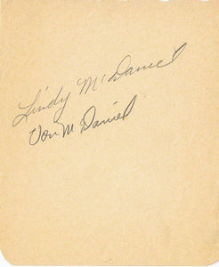 Lindy & Von McDaniel Dual Signed Vintage Album Page JSA