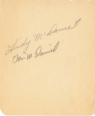 Lindy & Von McDaniel Dual Signed Vintage Album Page JSA