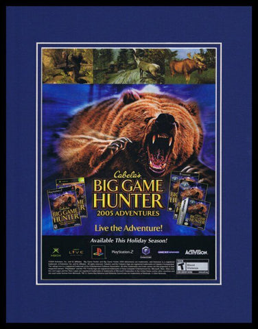 Cabela's Big Game Hunter 2005 PS2 Framed 11x14 ORIGINAL Vintage Advertisement