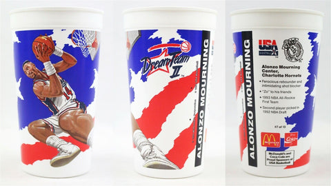 VINTAGE 1994 McDonald's / Coke Dream Team II Alonzo Mourning Large Plastic Cup 