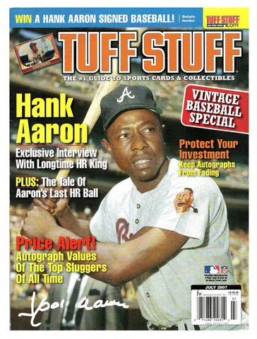 VINTAGE July 2007 Tuff Stuff Magazine Hank Aaron Braves