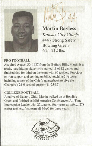 Martin Bayless Signed Vintage Football Camp Program Page Chiefs Bowling Green