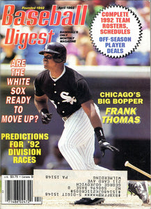 VINTAGE Apr 1992 Baseball Digest Magazine Frank Thomas White Sox