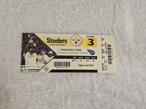 Sep 10 2009 Steelers vs Titans Opening Game Ticket Roethlisberger 363 Yds