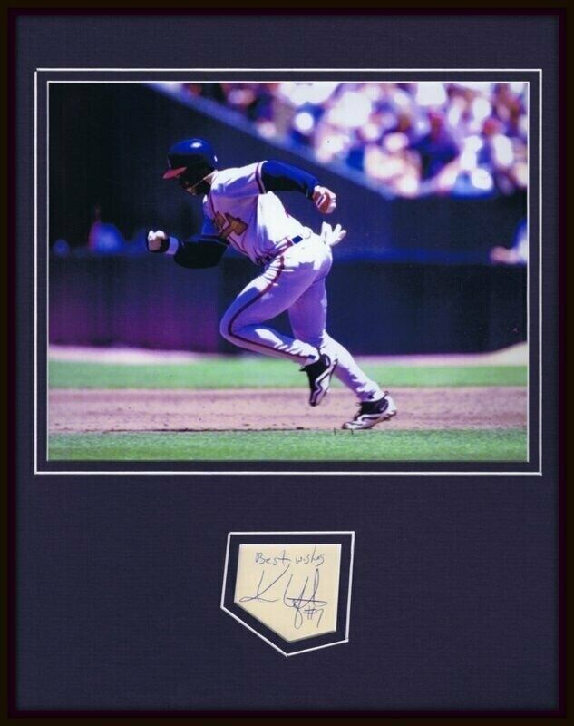 Kenny Lofton Signed Framed 11x14 Photo Display Braves Indians Cubs Pirates