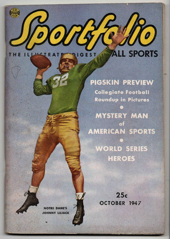 VINTAGE Oct 1947 Sportfolio Magazine Johnny Lujack Notre Dame