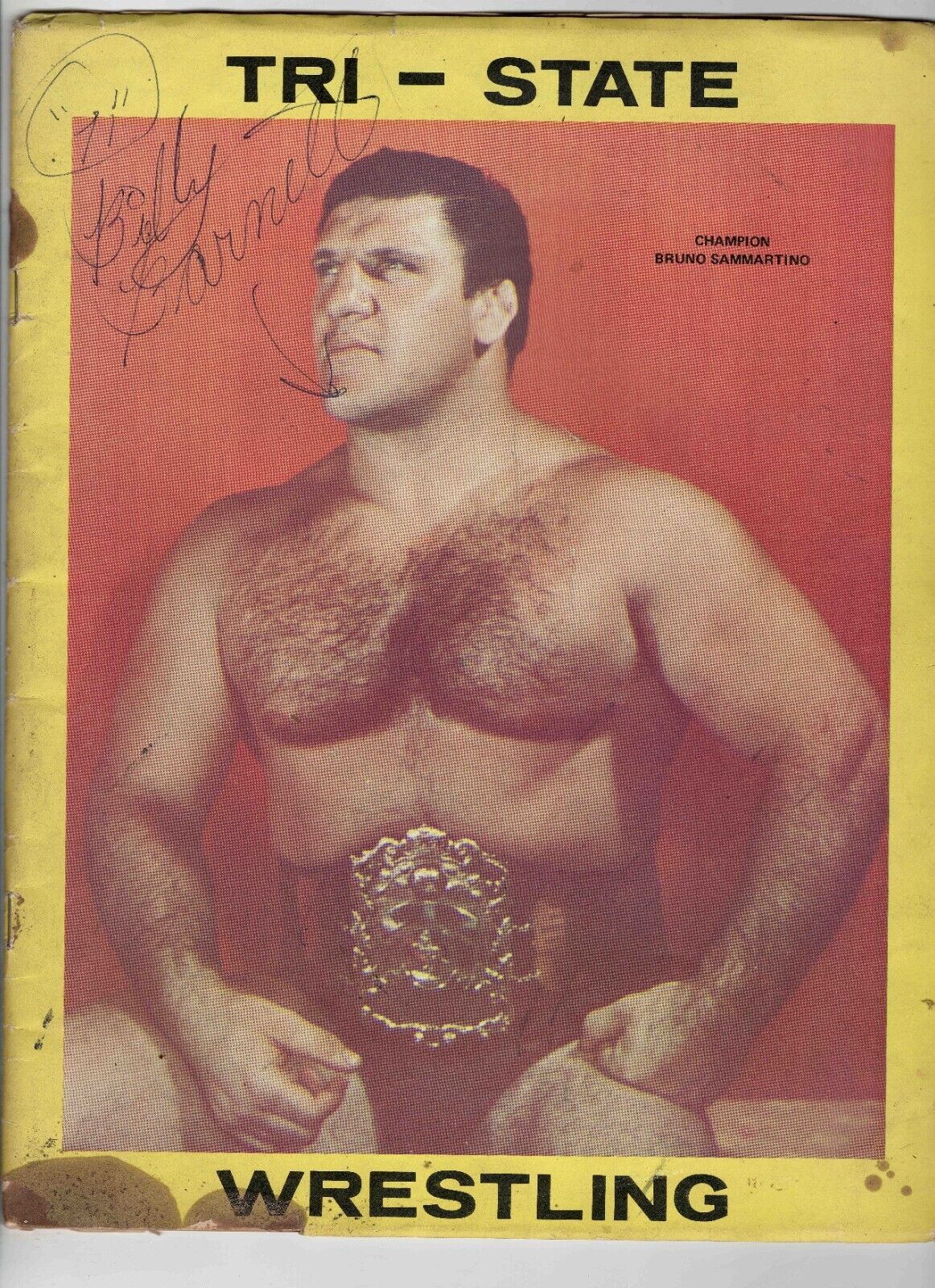 VINTAGE 1968 Tri State Wrestling Program Bruno Sammartino Bill Cardille