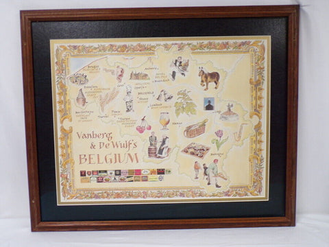 Vanberg & Dewulf Beer Map of Belgium 23x28" Framed Poster Art 